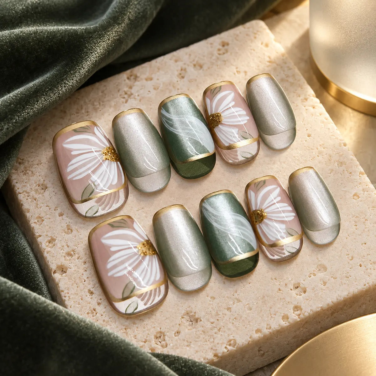 Nailoriah Camellia Jade Green Press-On Nails
