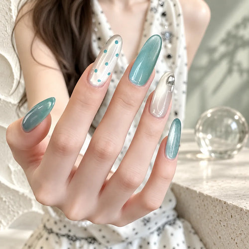 Nailoriah Mint Cat Eye Press-On Nails