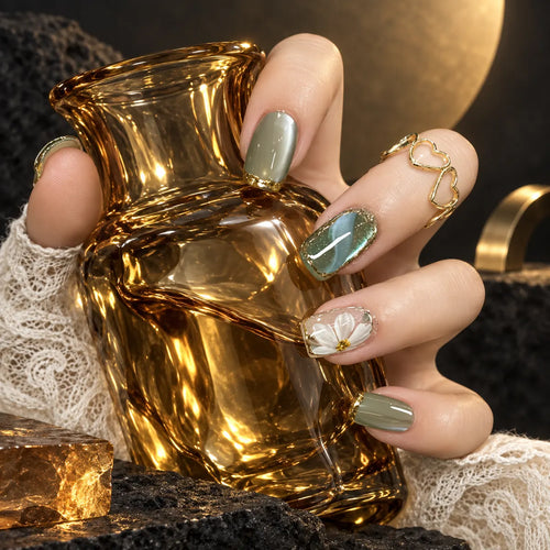 Nailoriah Camellia Jade Green Press-On Nails