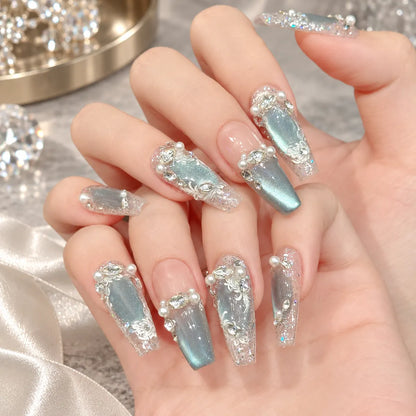 Nailoriah Icy Blue Pearl Press-On Nails