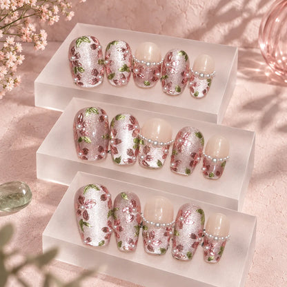 Nailoriah Floral French Pearl Press-On Nails