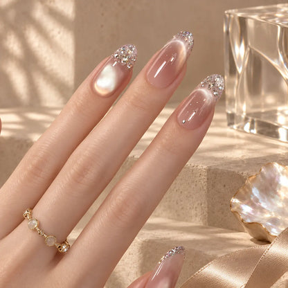 Nailoriah Handmade Nude Cat Eye Nails