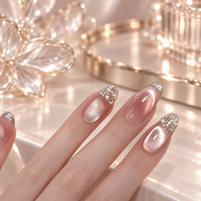 Nailoriah Handmade Nude Cat Eye Nails