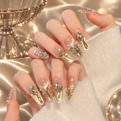 Nailoriah Champagne Zircon Cat Eye Nails