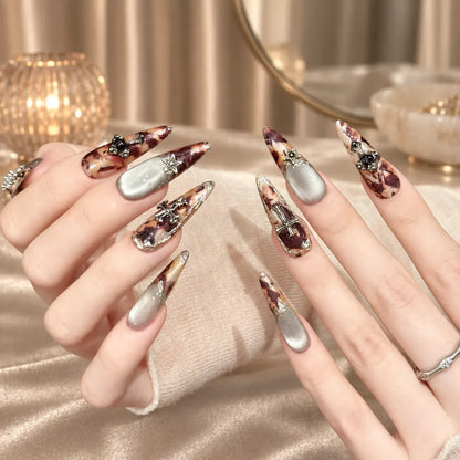 Nailoriah Vintage Brown Cat-Eye Press-On Nails