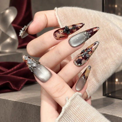 Nailoriah Vintage Brown Cat-Eye Press-On Nails