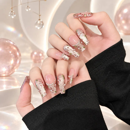 Nailoriah Floral French Pearl Press-On Nails